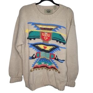 Vintage Saratoga Robert Peritz Southwestern Chunky Wool Sweater Size Large